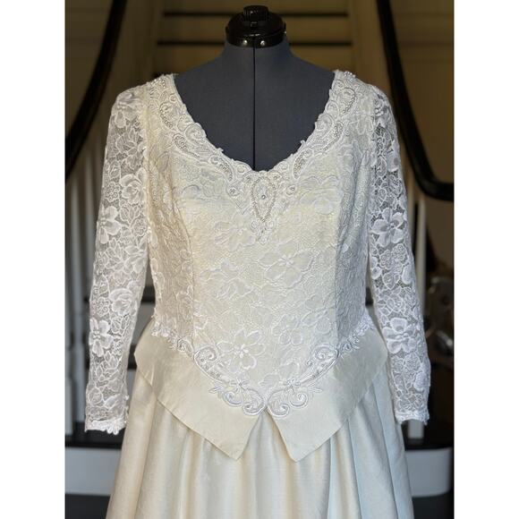 Vintage Jessica McClintock Wedding Dress Bridal Renaissance Princess Peplum LARP - Picture 4 of 12